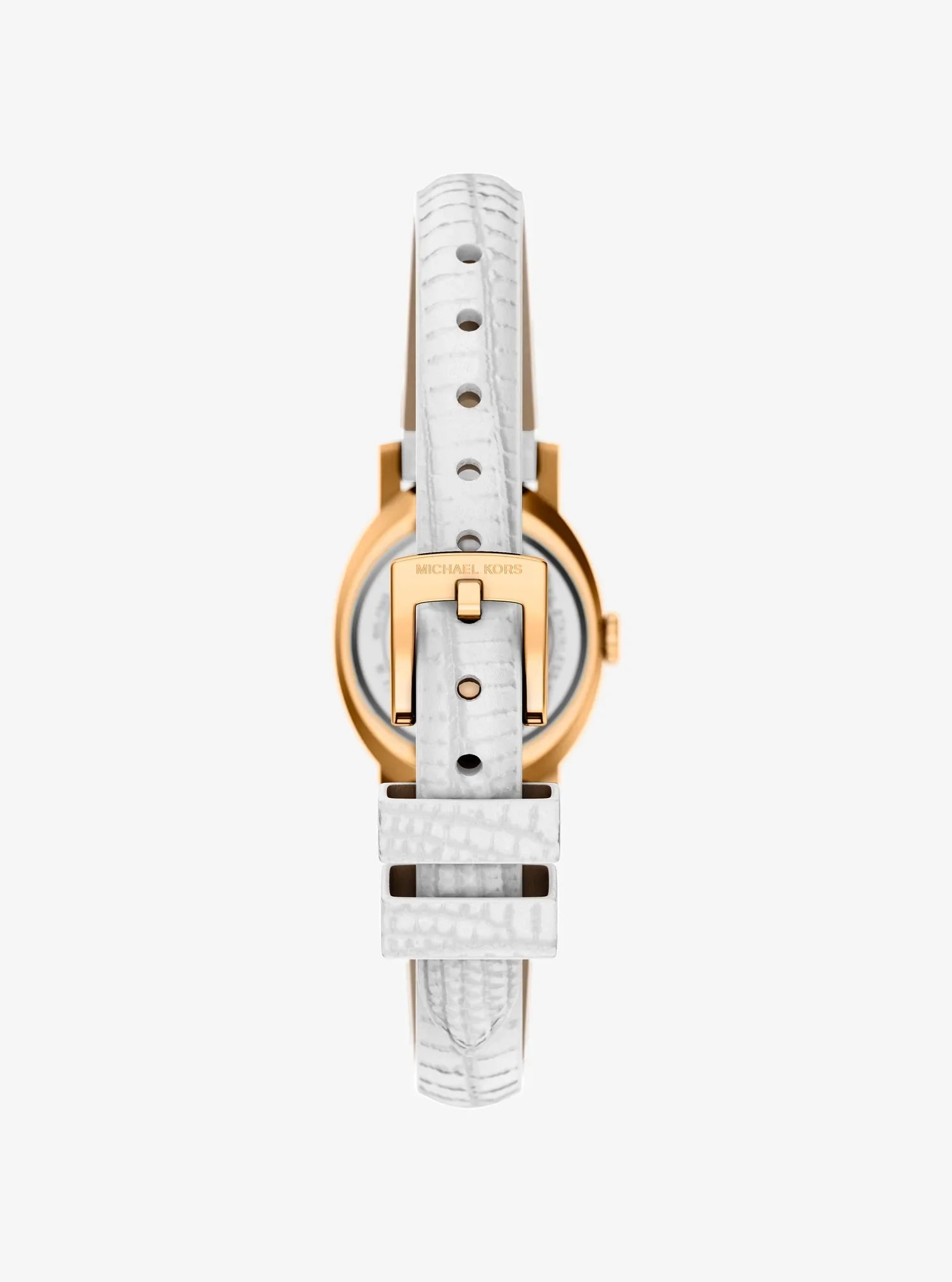 Michael Kors Petite Maude Gold-Tone And Lizard Embossed Leather Watch