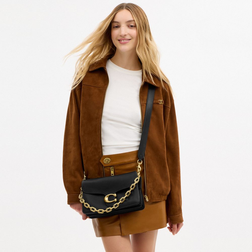 Coach Chain Tabby Shoulder Bag Brass Black