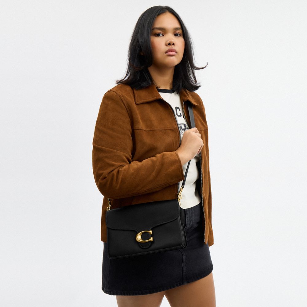 Coach Chain Tabby Shoulder Bag Brass Black