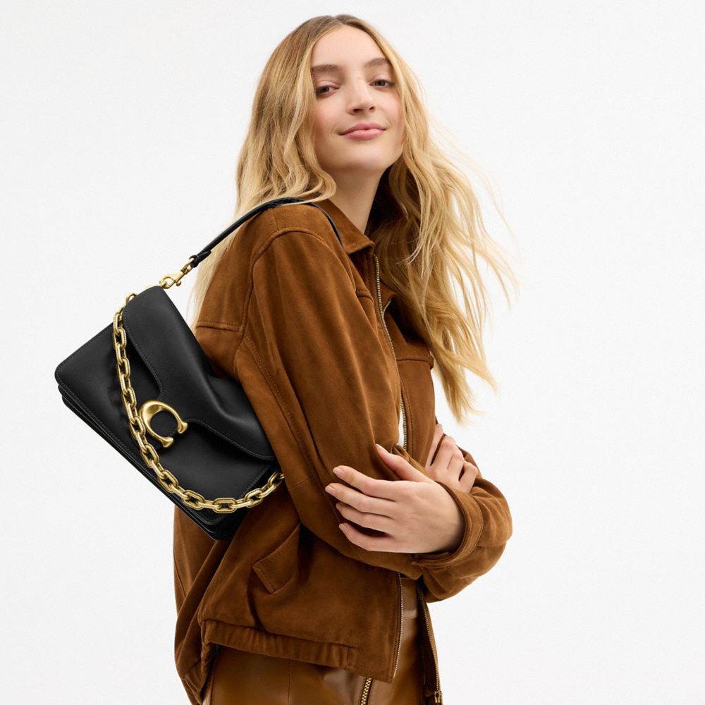 Coach Chain Tabby Shoulder Bag Brass Black