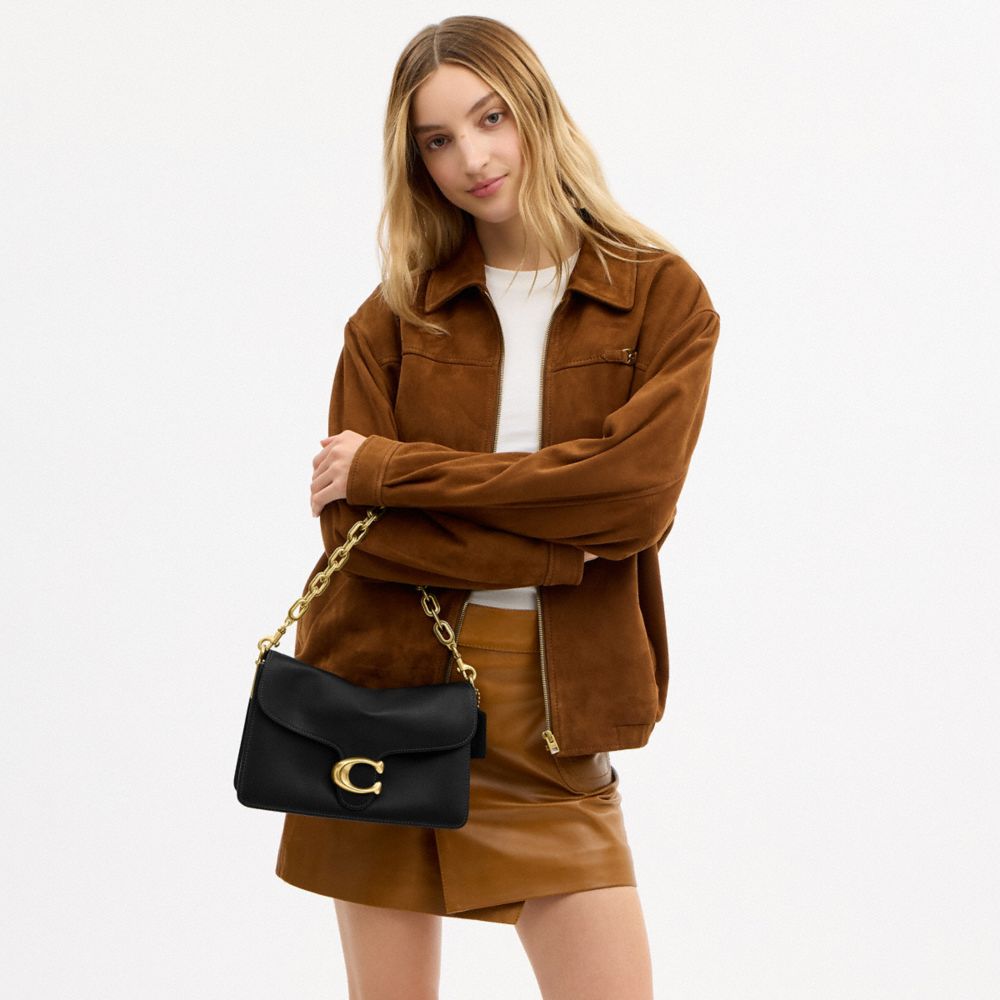 Coach Chain Tabby Shoulder Bag Brass Black