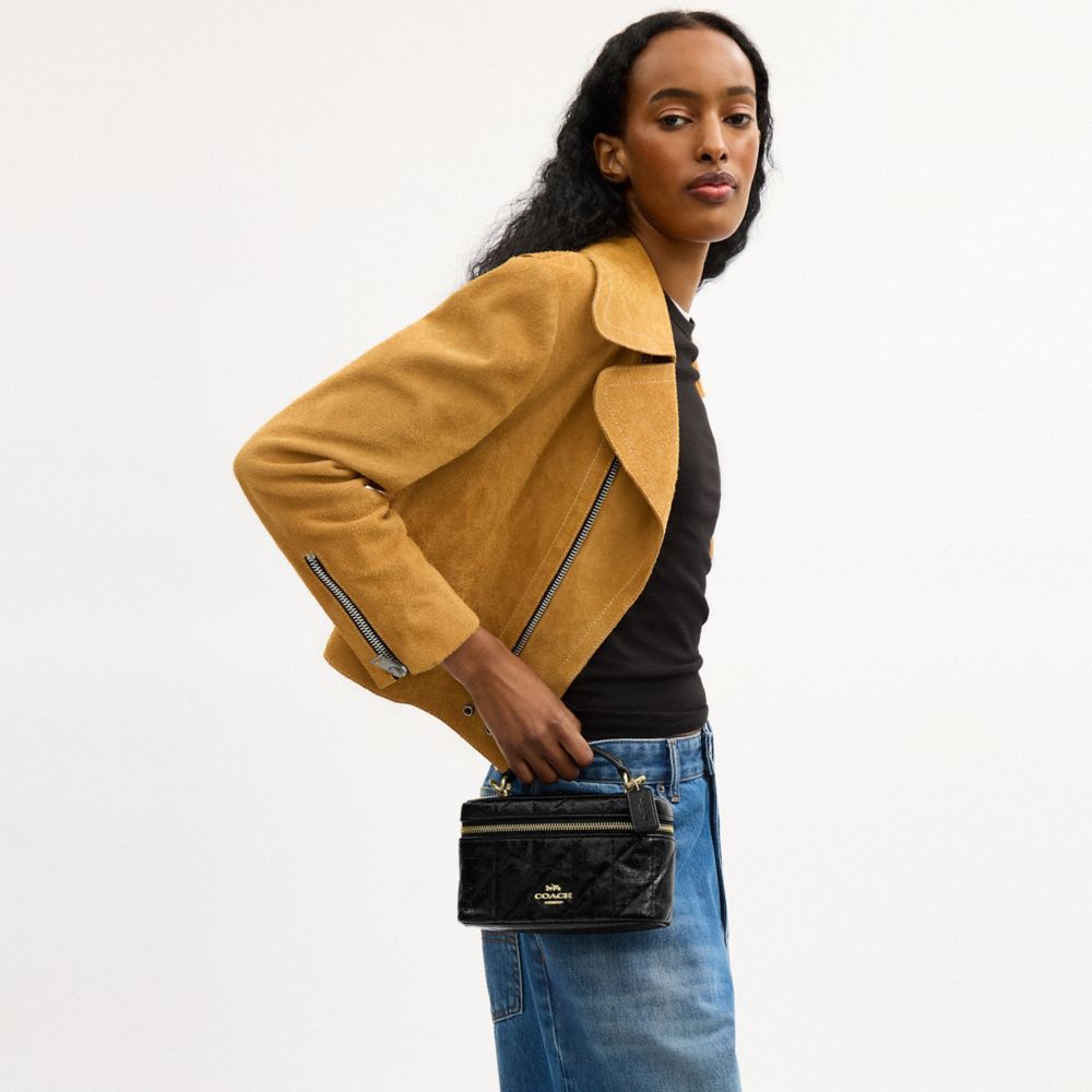 Coach Rainer Crossbody Bag 18 With Quilting Gold Black