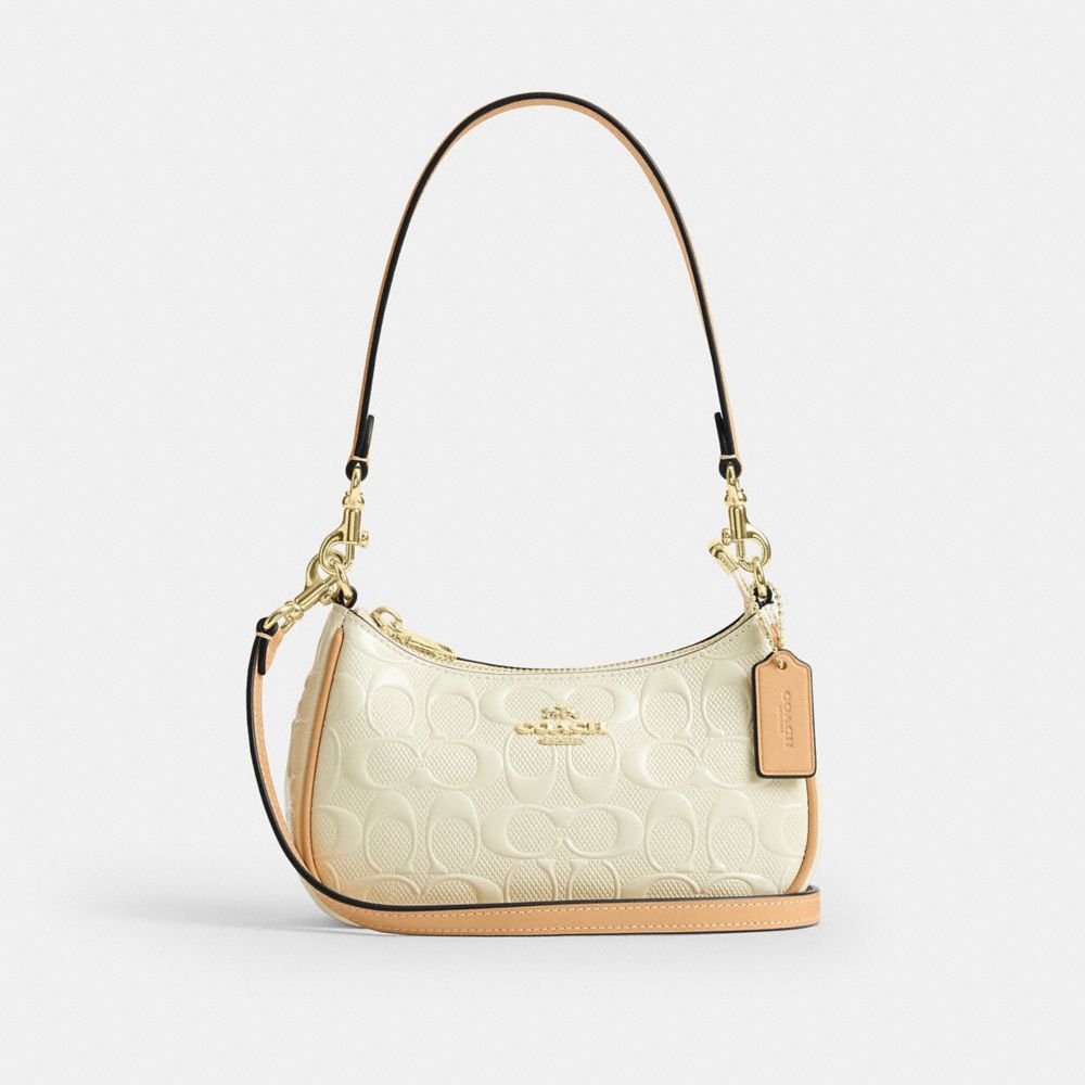 Coach Teri Mini Crossbody Bag In Signature Leather Gold Light Lemon