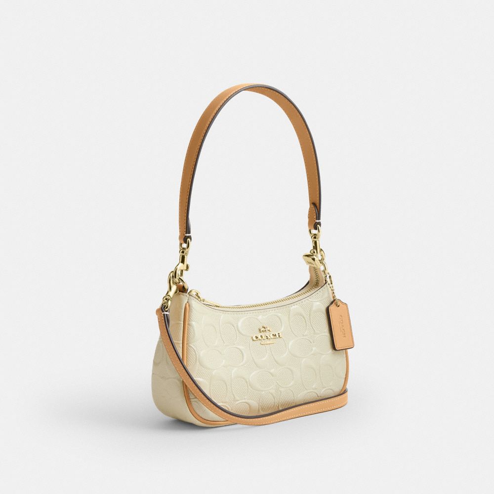 Coach Teri Mini Crossbody Bag In Signature Leather Gold Light Lemon