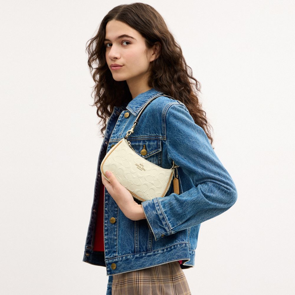 Coach Teri Mini Crossbody Bag In Signature Leather Gold Light Lemon