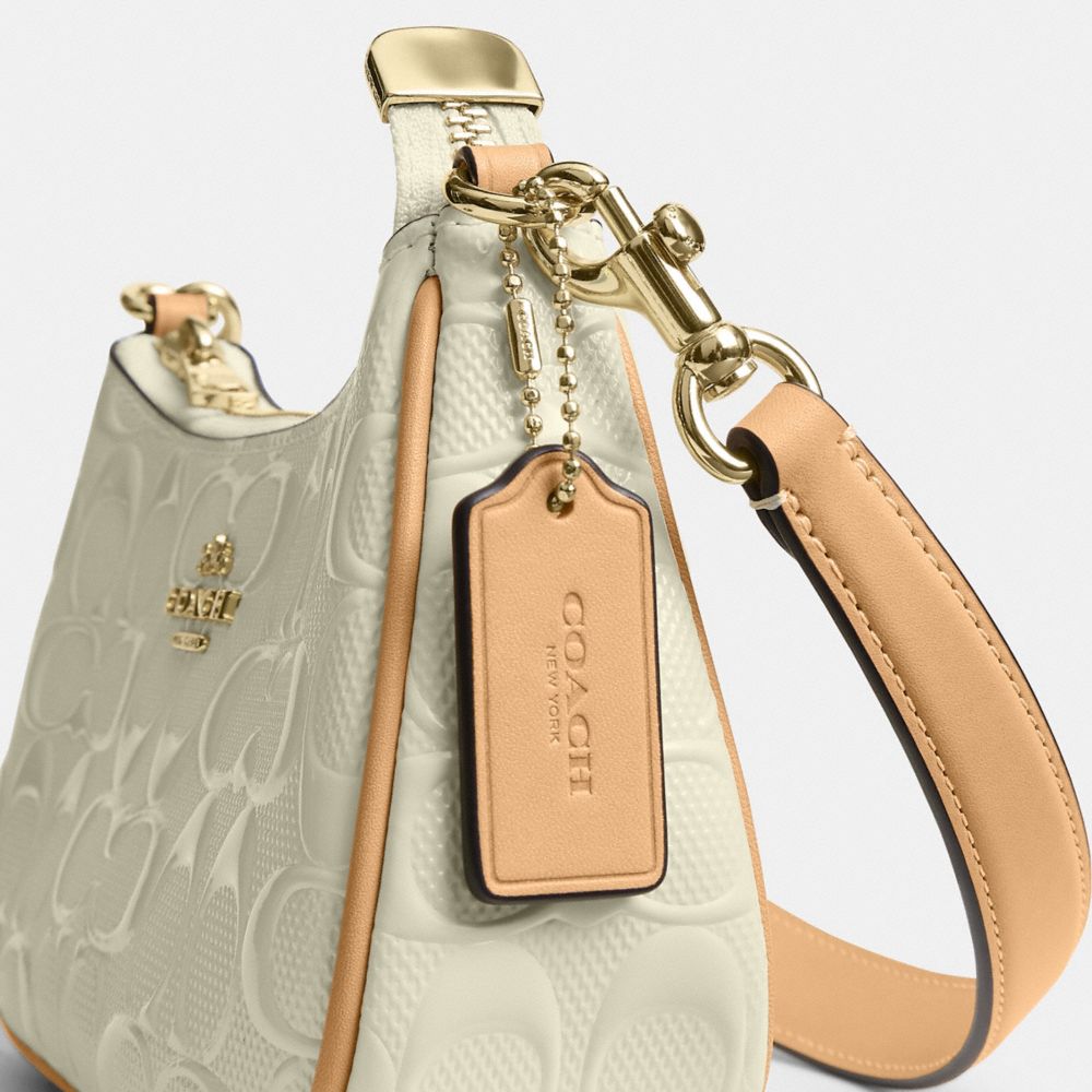 Coach Teri Mini Crossbody Bag In Signature Leather Gold Light Lemon