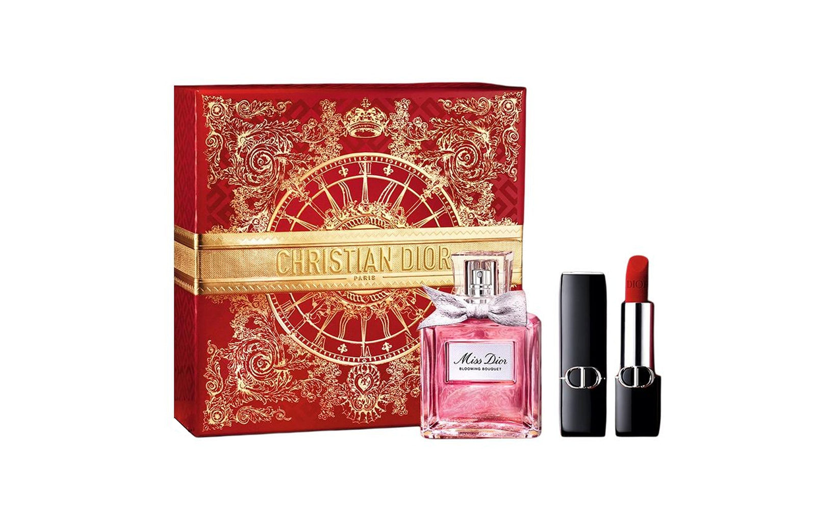 Dior New Year Limited Floral Women S Blue Gold Velour Perfume Sets Eau De Toilette Rose 30Ml 3 5G 50Ml 3 5G 639688614