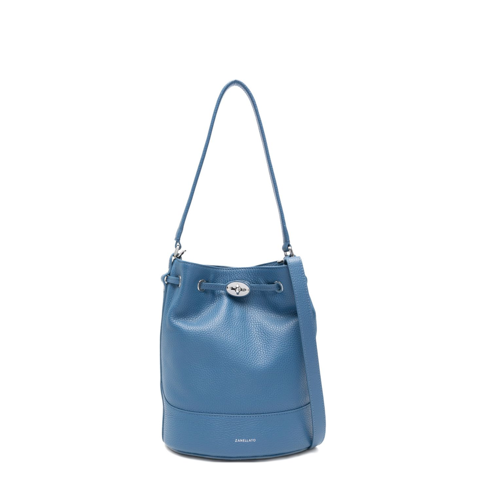 Monda' Daily Small Leather Bucket Bag - Sky Blue