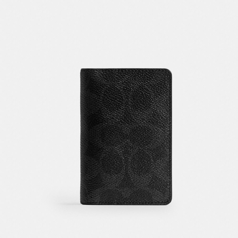 Coach Card Wallet In Signature Canvas Black Signature