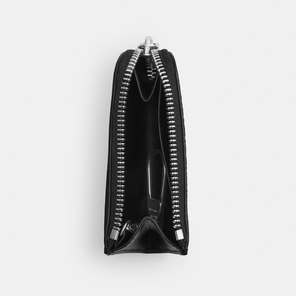 Coach L Zip Key Case In Signature Canvas Black Signature