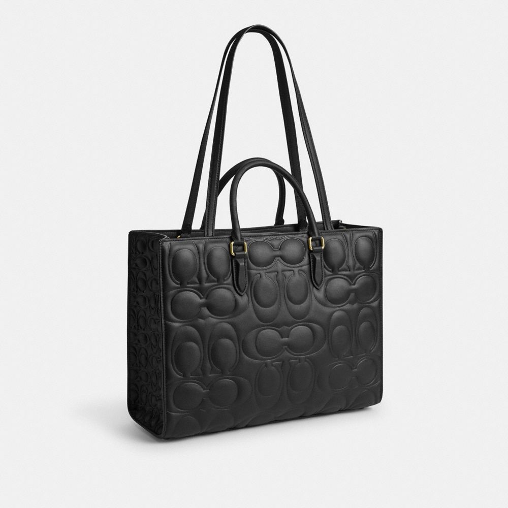 Coach Maggie Tote Bag In Signature Leather Gold Black