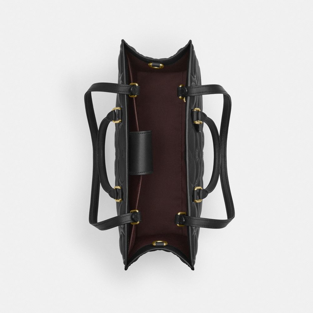 Coach Maggie Tote Bag In Signature Leather Gold Black