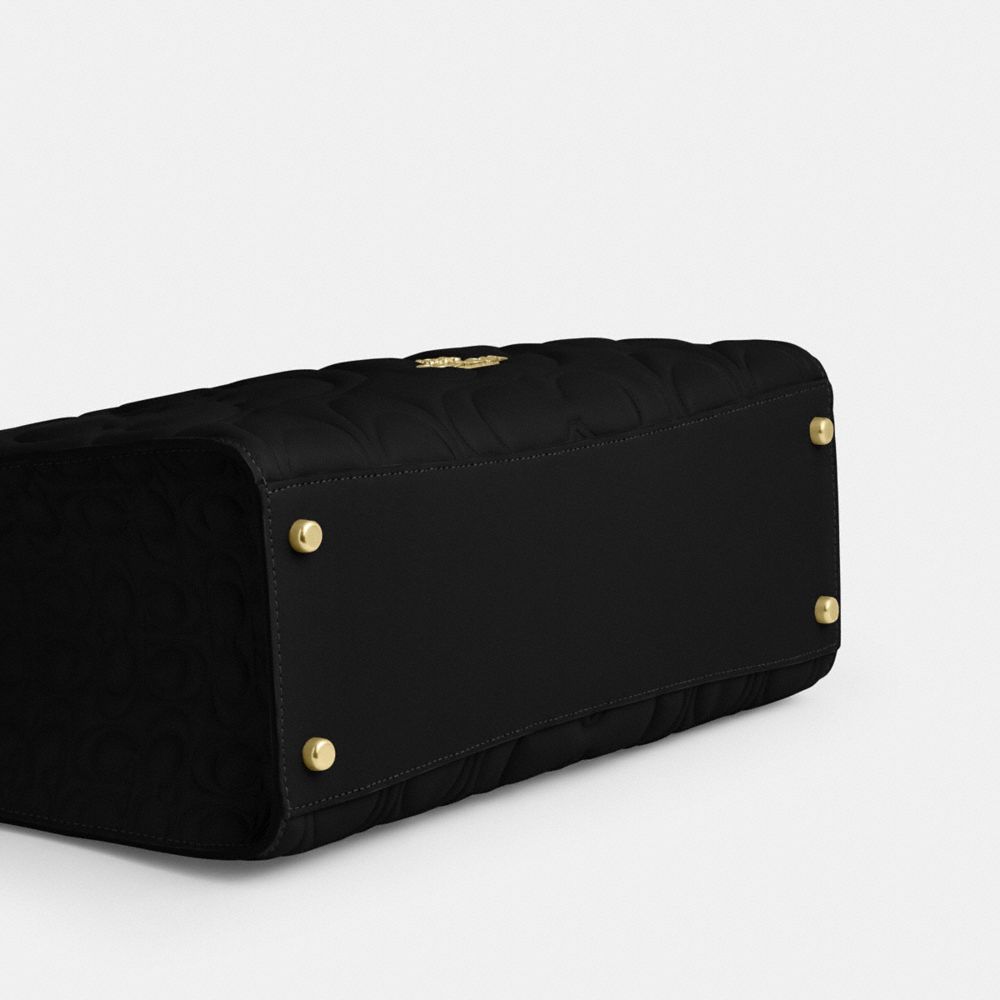 Coach Maggie Tote Bag In Signature Leather Gold Black