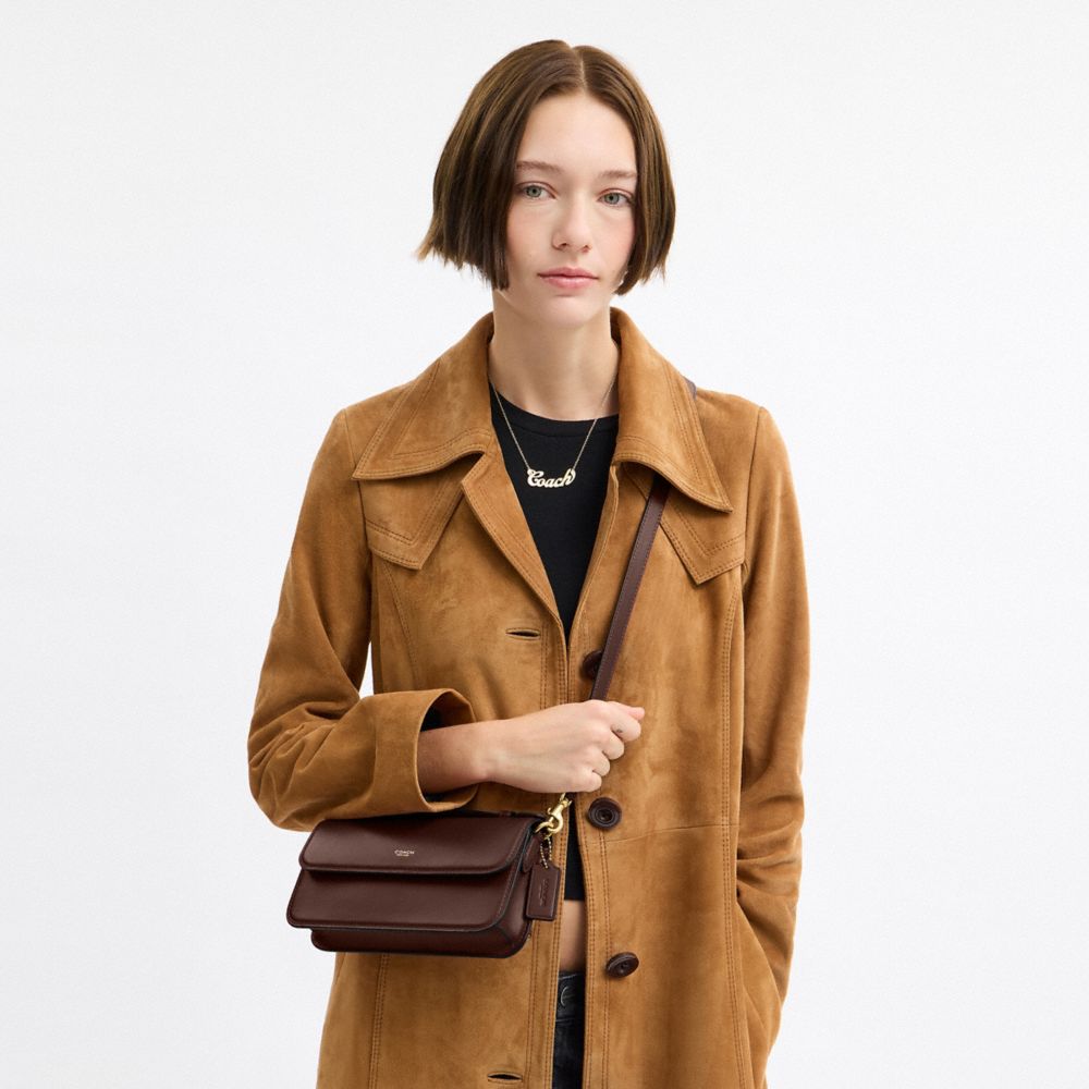 Coach New York Elora Top Handle Crossbody Bag Brass Maple
