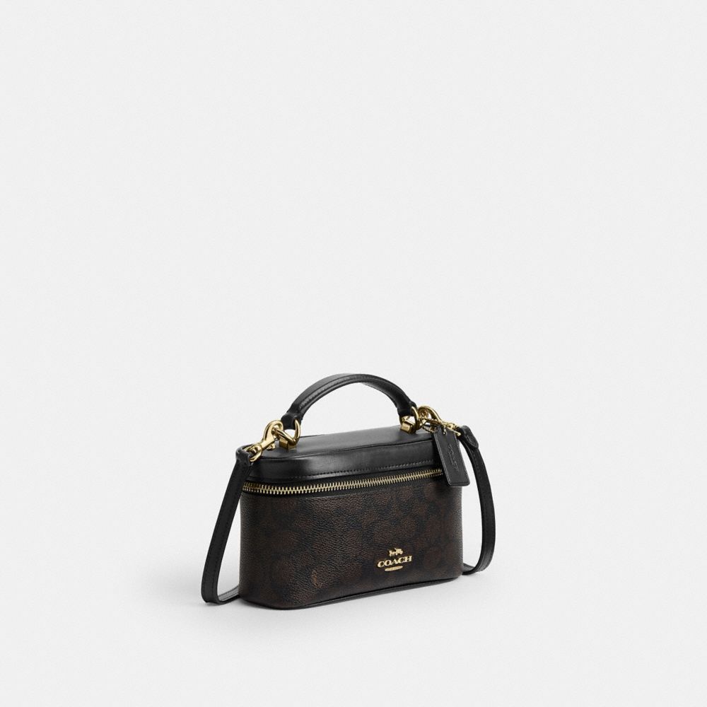 Coach Rainer Crossbody Bag 18 In Signature Canvas Gold Walnut Black