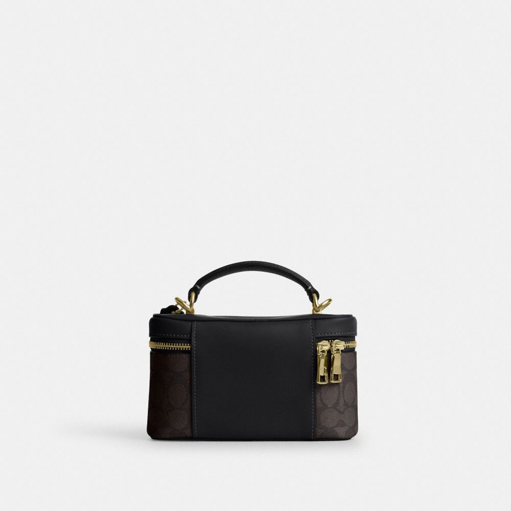 Coach Rainer Crossbody Bag 18 In Signature Canvas Gold Walnut Black