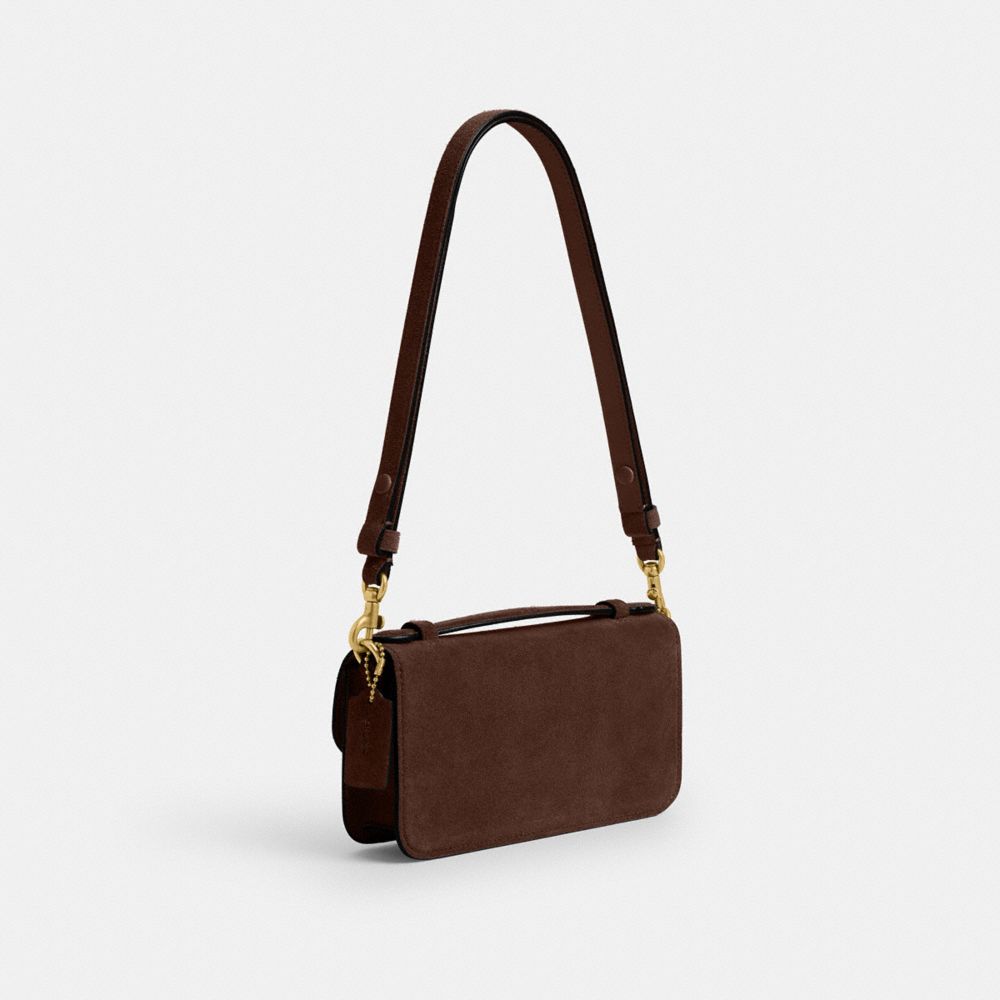 Coach Elora Top Handle Crossbody Bag Brass Dark Chocolate