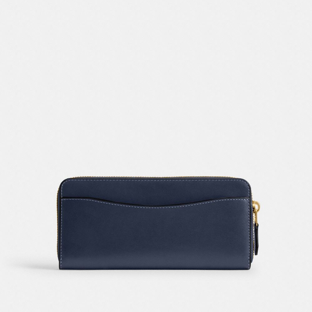 Coach New York Slim Accordion Zip Wallet Brass Navy