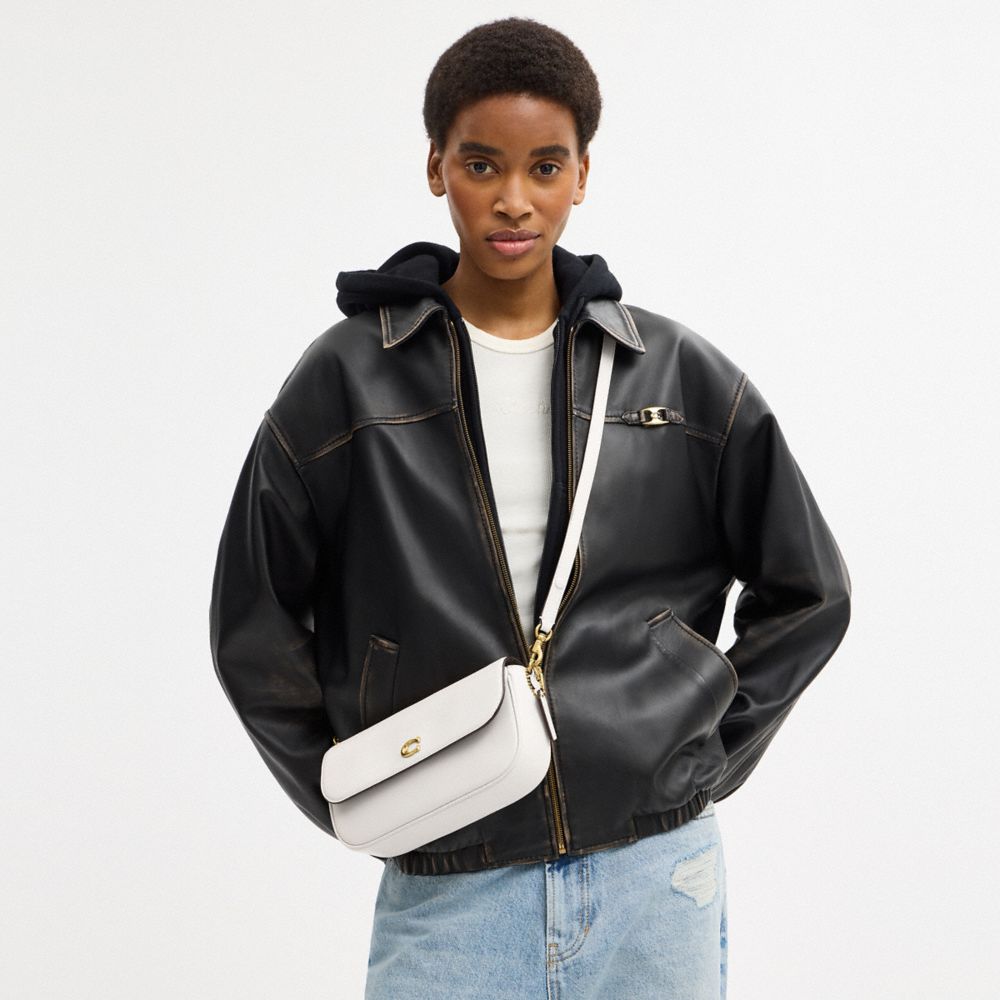 Coach Brook Flap Chain Bag Brass Chalk