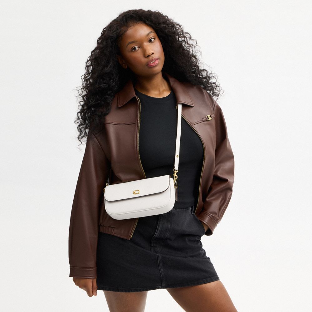 Coach Brook Flap Chain Bag Brass Chalk