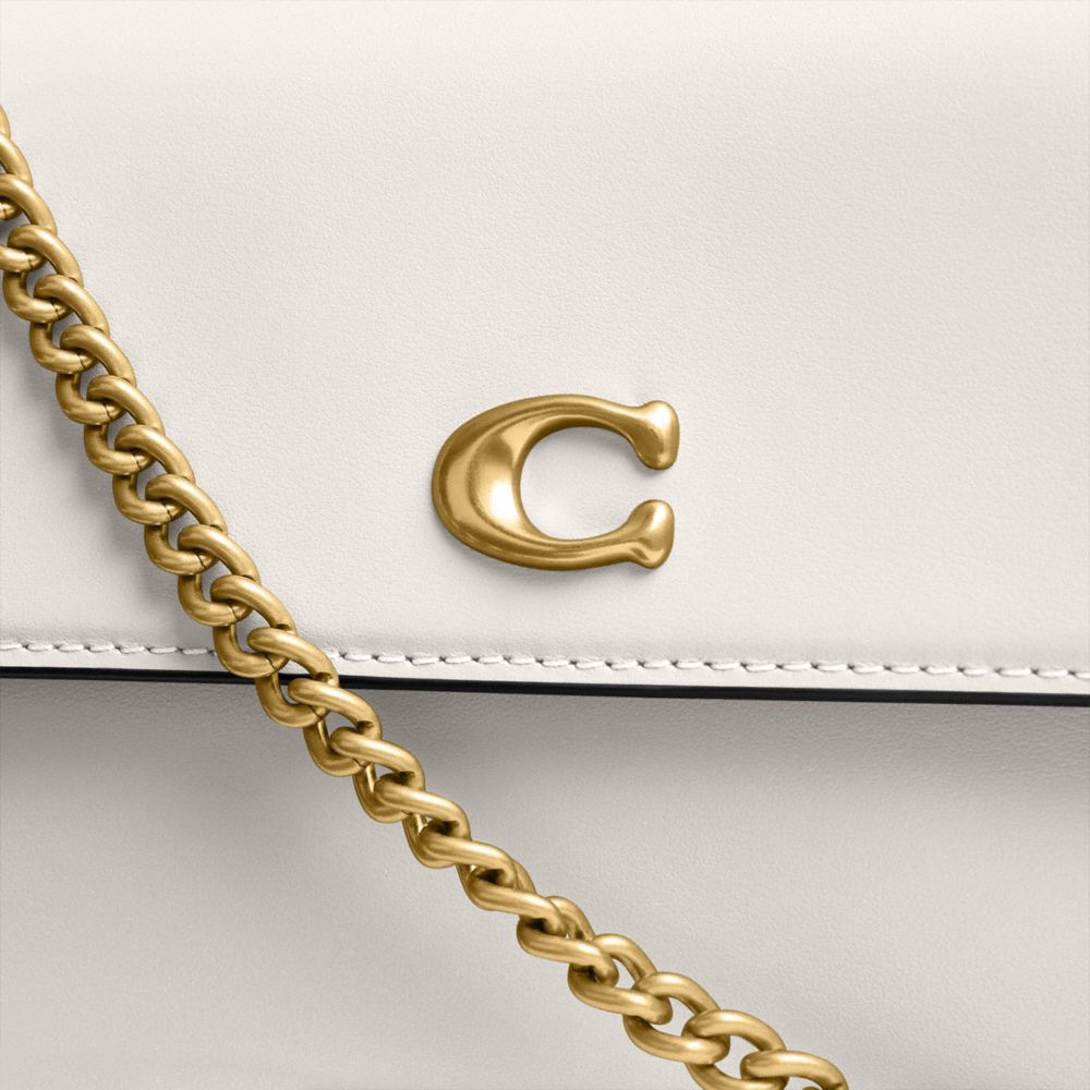 Coach Brook Flap Chain Bag Brass Chalk