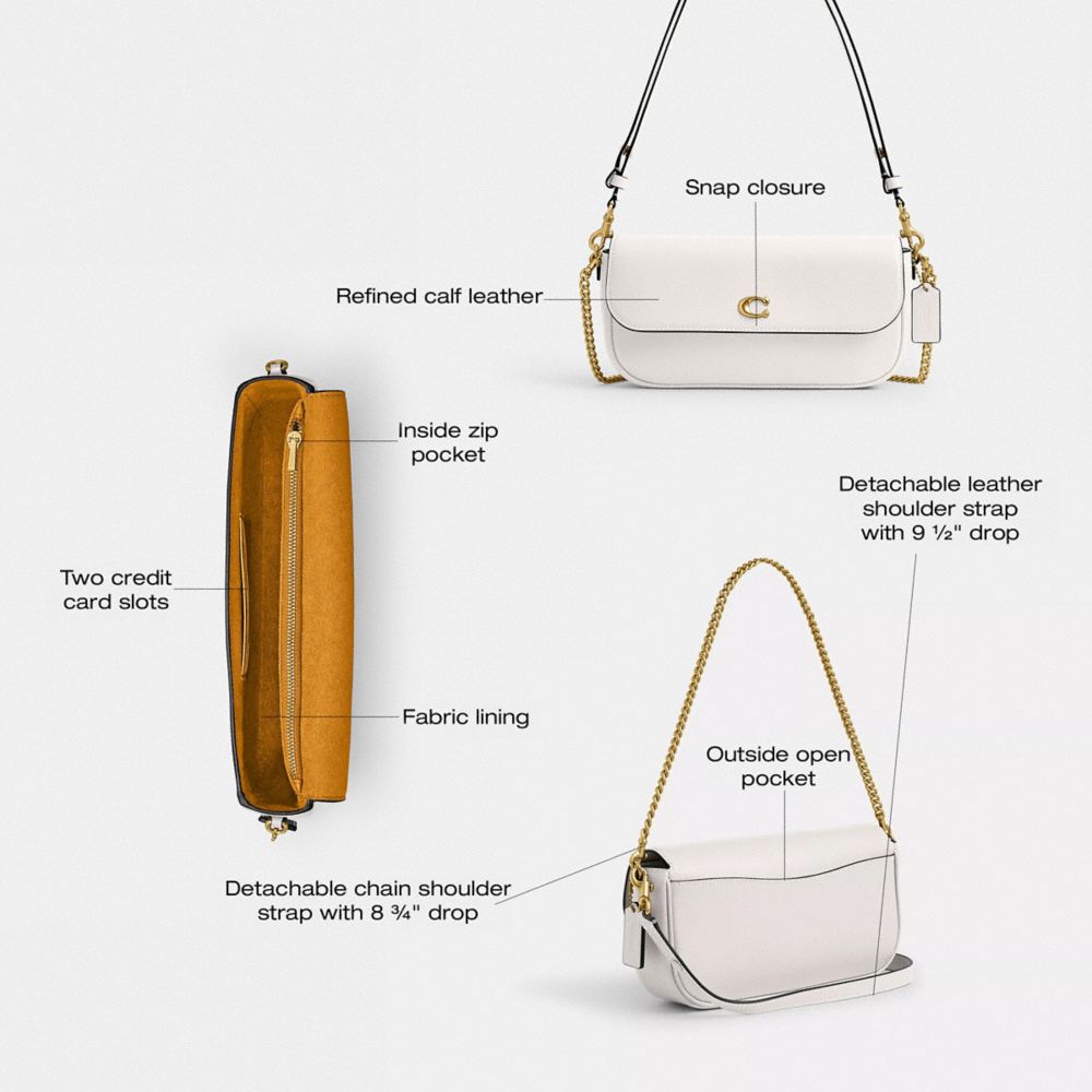 Coach Brook Flap Chain Bag Brass Chalk