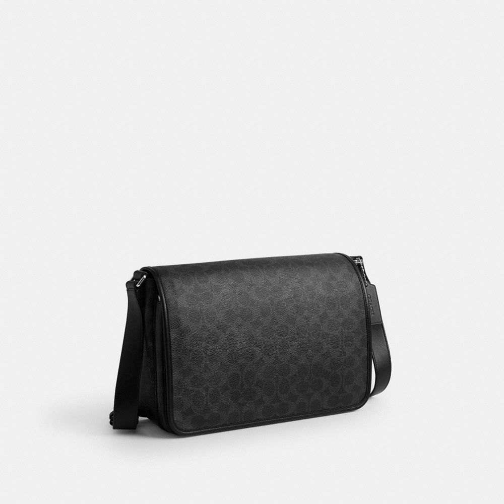 Coach Colby Messenger Bag 32 In Signature Canvas Silver Black Signature