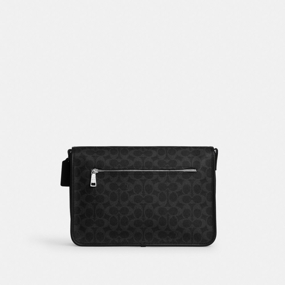 Coach Colby Messenger Bag 32 In Signature Canvas Silver Black Signature