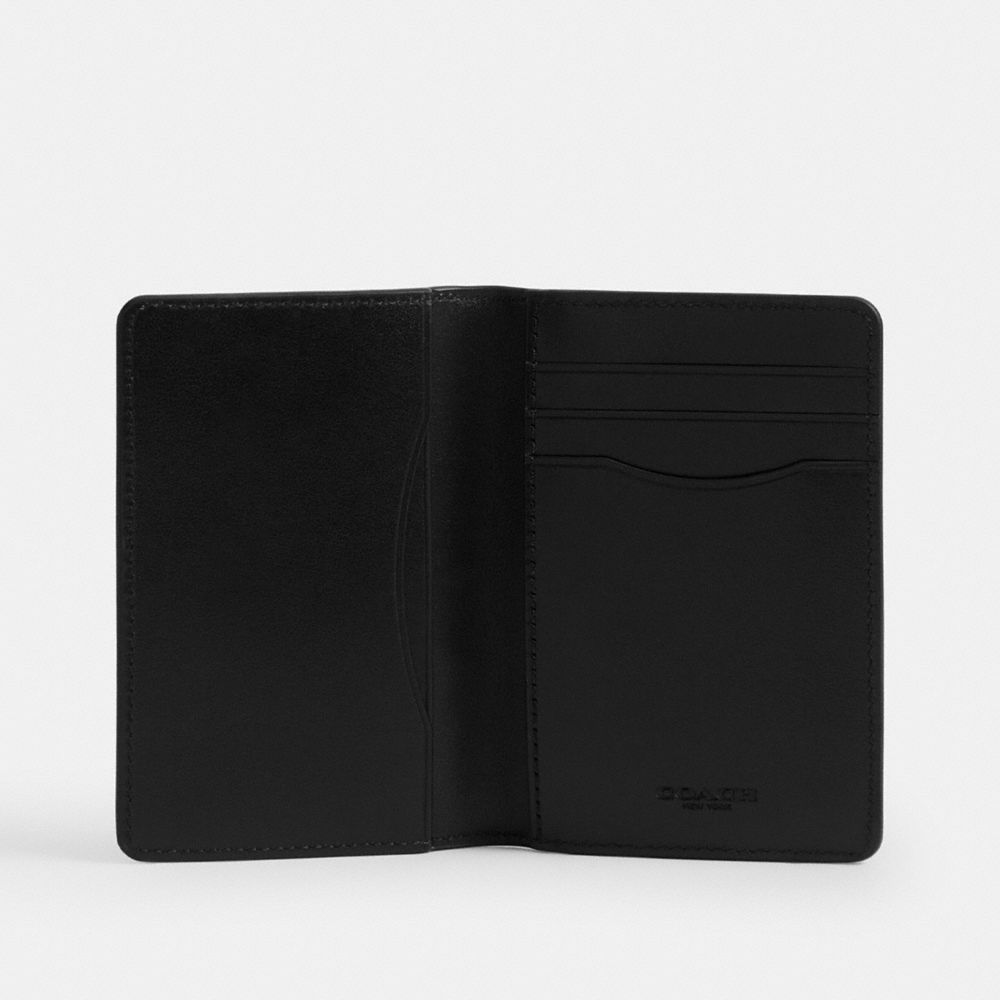 Coach Card Wallet In Signature Canvas Black Signature