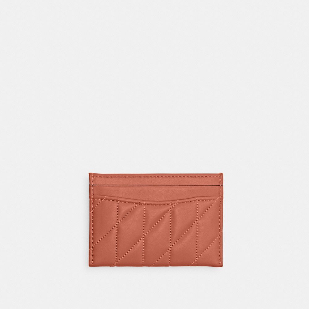 Coach Essential Card Case With Pillow Quilting Brass Dark Peach