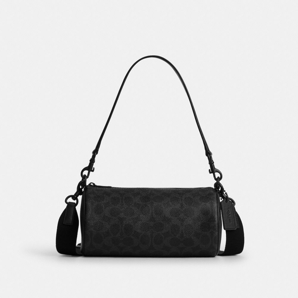 Coach Andre Barrel Bag 24 In Signature Canvas Matte Black Black Signature