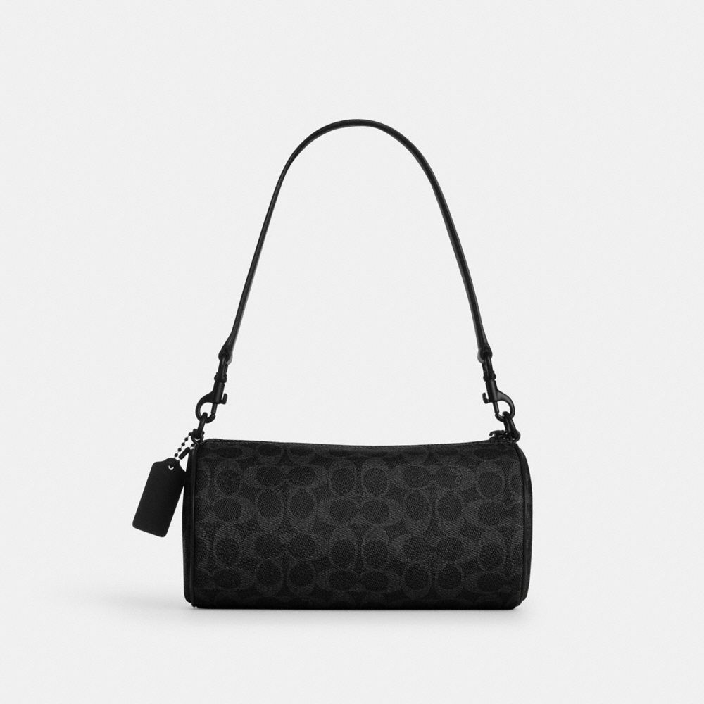 Coach Andre Barrel Bag 24 In Signature Canvas Matte Black Black Signature