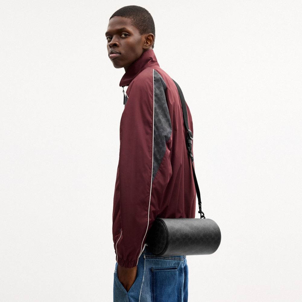 Coach Andre Barrel Bag 24 In Signature Canvas Matte Black Black Signature