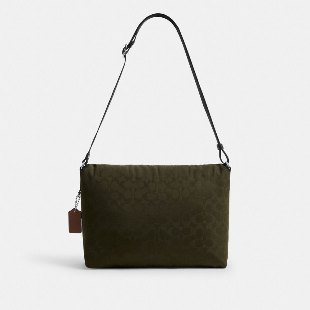 Coach Lane Messenger In Signature Nylon Dark Moss
