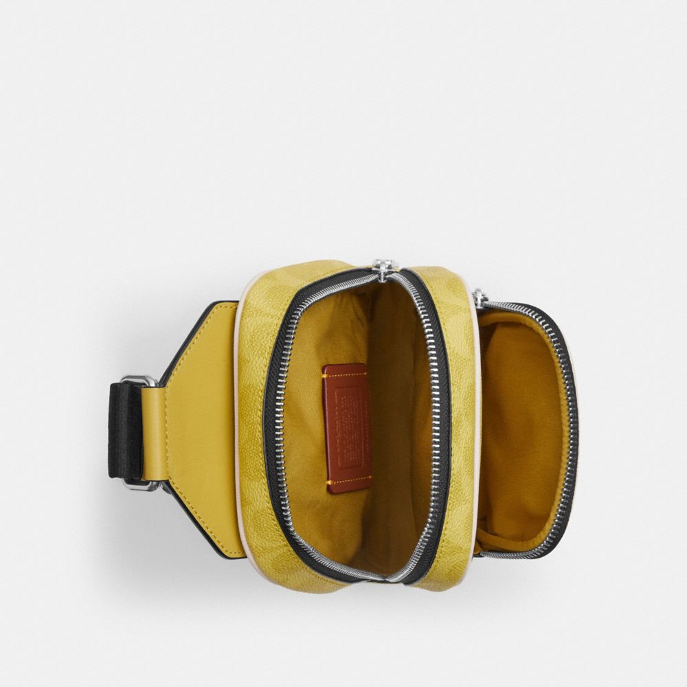 Coach Racer Sling Pack In Signature Canvas Silver Light Citron