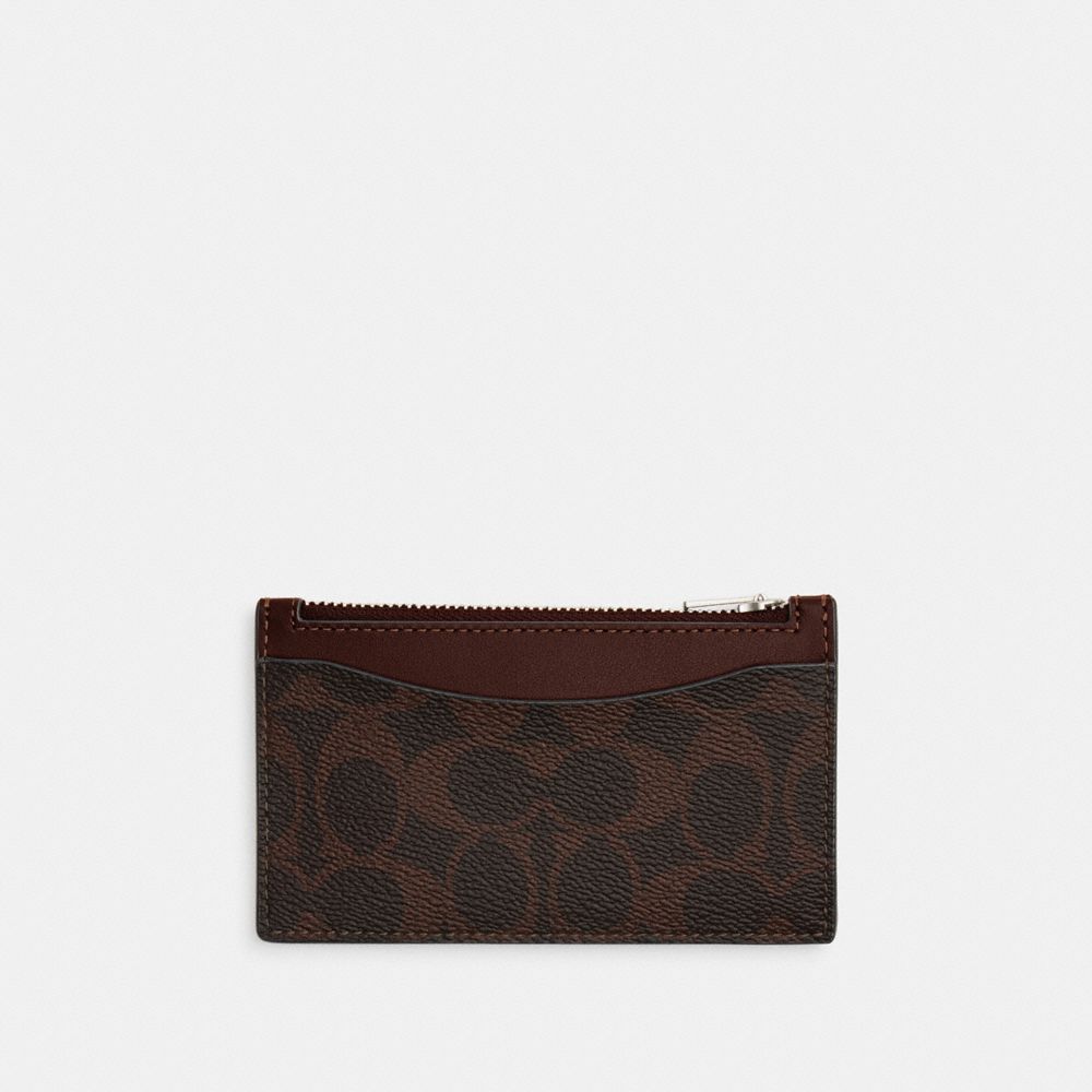 Coach Zip Card Case In Signature Canvas Maple