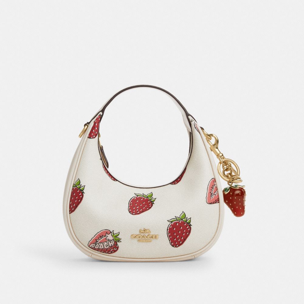 Coach Strawberry Bag Charm Gold Bold Red