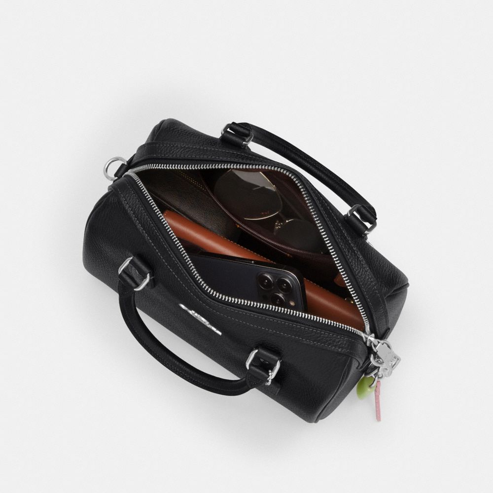 Coach Rowan Satchel Bag Silver Black