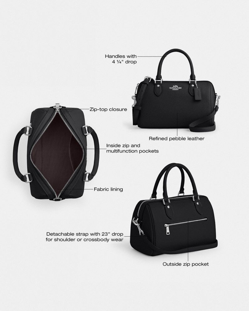 Coach Rowan Satchel Bag Silver Black
