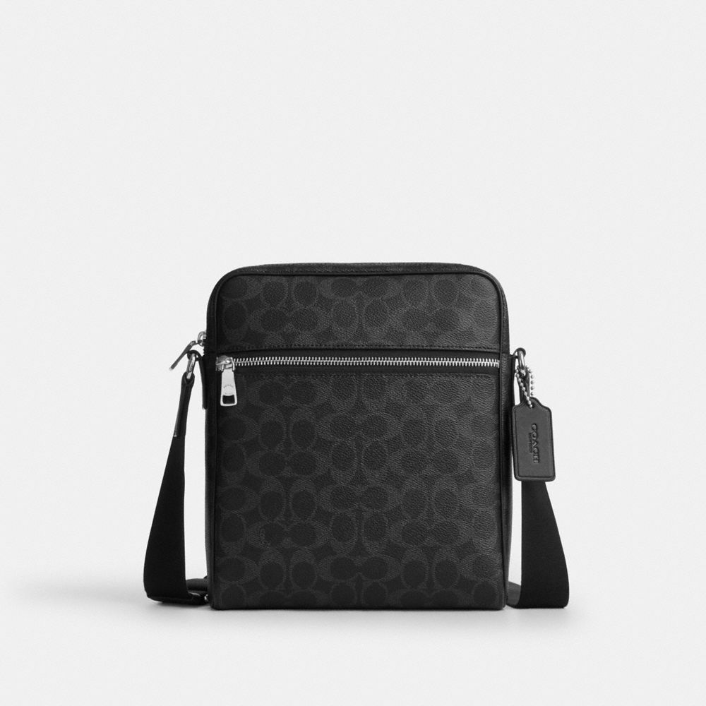 Coach Tristan Crossbody Bag 22 In Signature Canvas Silver Black Signature