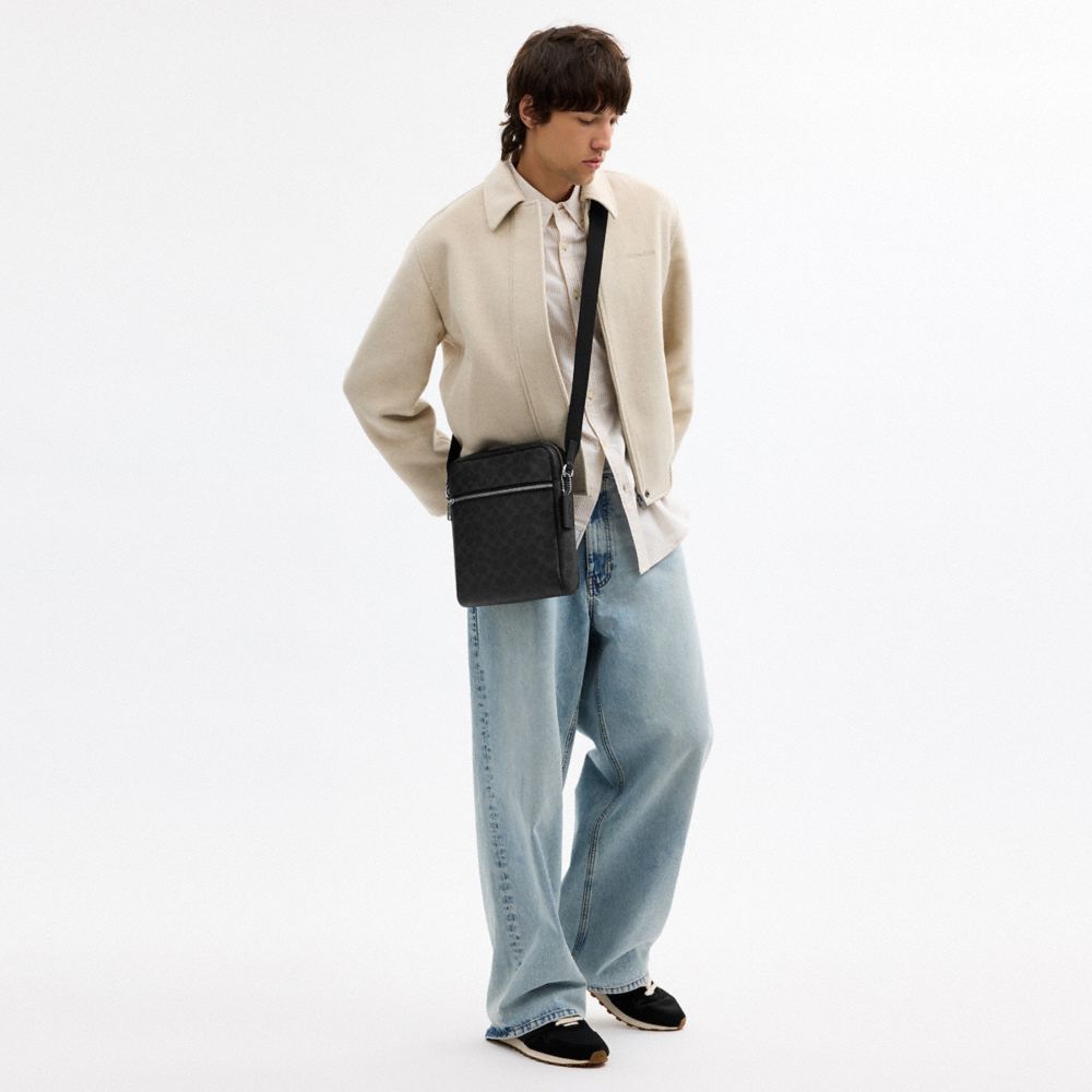 Coach Tristan Crossbody Bag 22 In Signature Canvas Silver Black Signature