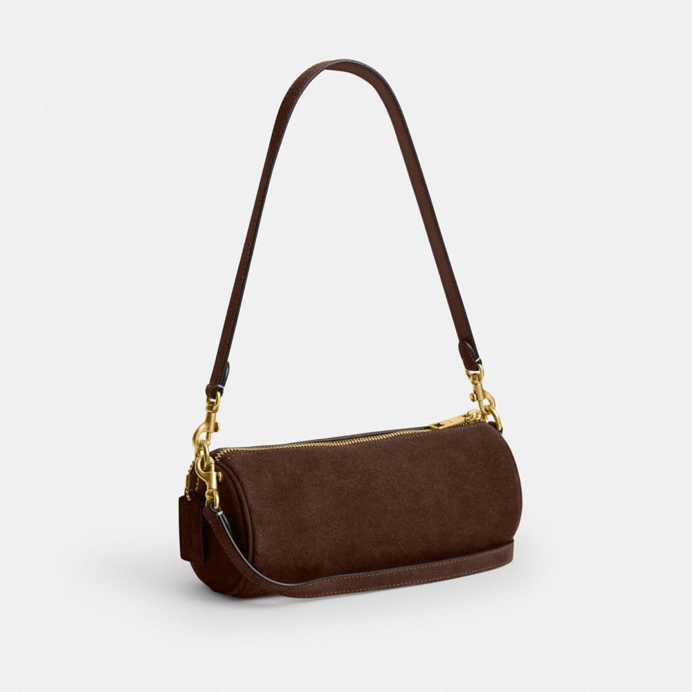 Coach Barrel Bag Brass Dark Chocolate