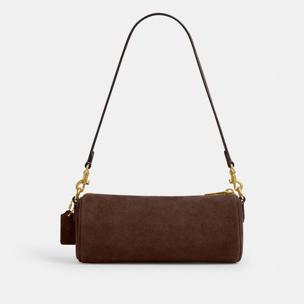 Coach Barrel Bag Brass Dark Chocolate