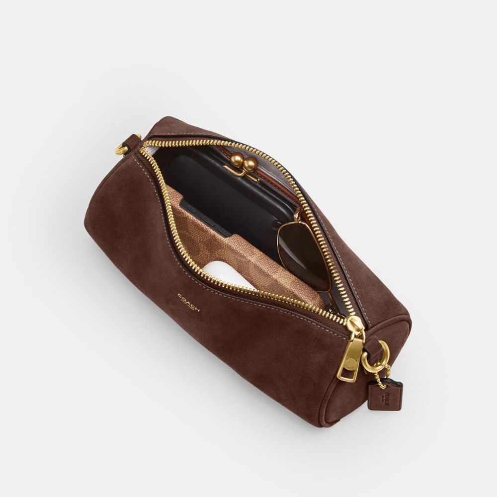 Coach Barrel Bag Brass Dark Chocolate