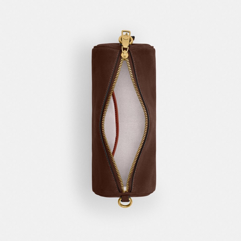Coach Barrel Bag Brass Dark Chocolate