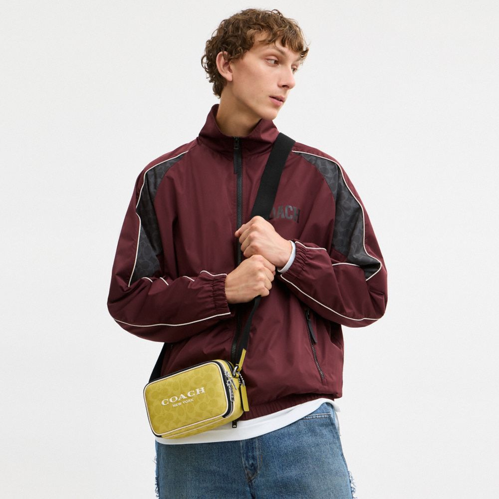 Coach Colton Crossbody Bag 19 In Signature Canvas With Coach Graphic Silver Light Citron