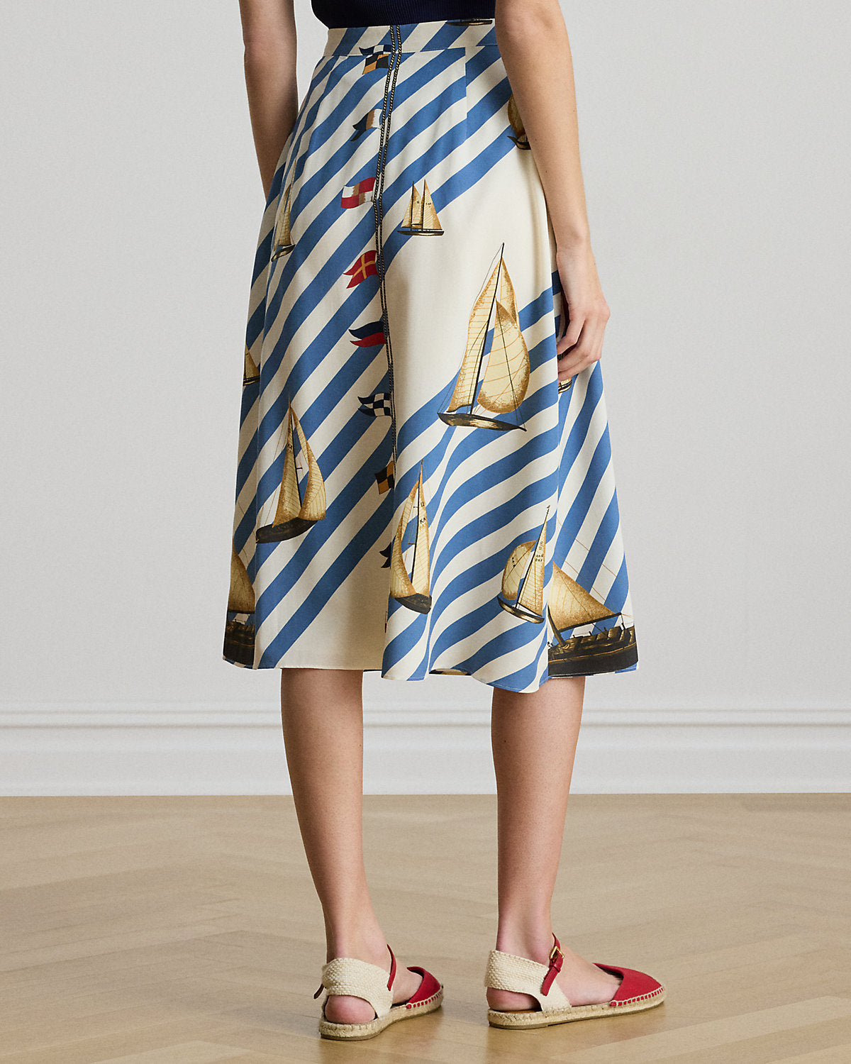 Ralph Lauren Print ButtonFront Crepe Skirt