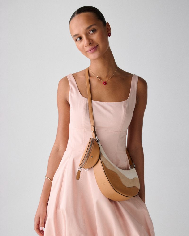 Duo Wavy Suede Crossbody Bag