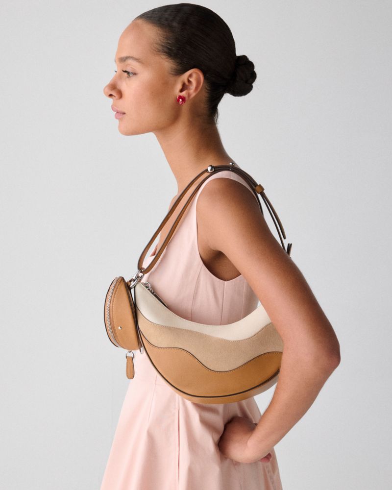 Duo Wavy Suede Crossbody Bag