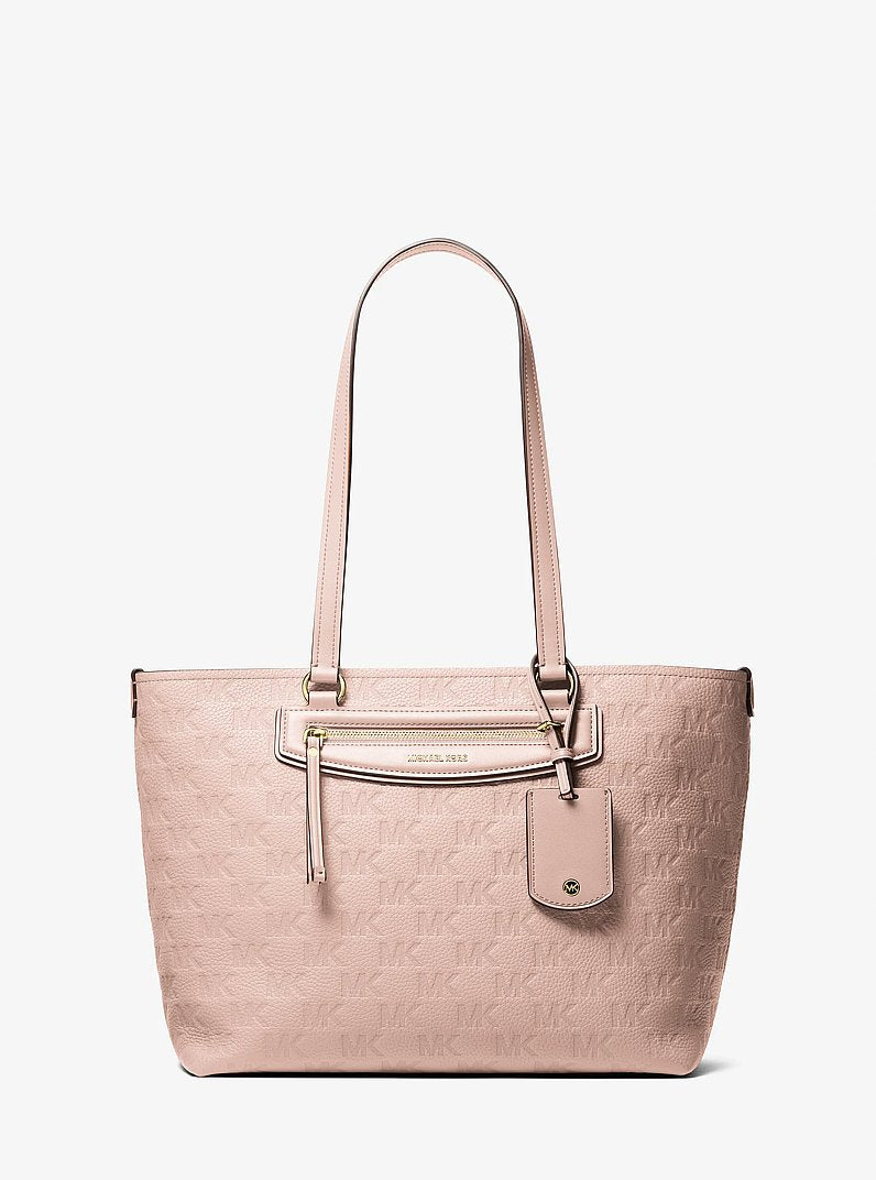 Jet Set Travel Medium Logo Embossed Leather Tote Bag